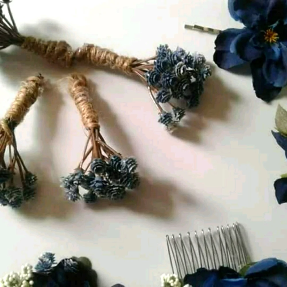 Hand Crafted Wedding Bridal Something Blue Bouts Pkg Blue Baby's Breath FI…